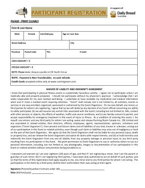 Participant Registration and Waiver Form