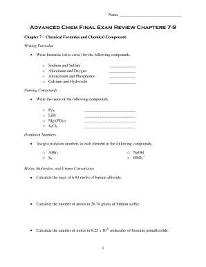 Advanced Chem Final Exam Review