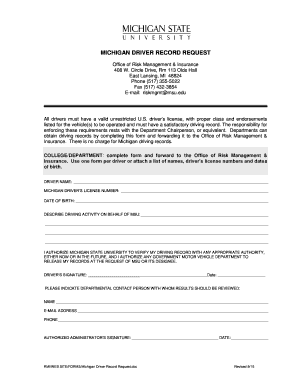 Michigan Driver Record Request