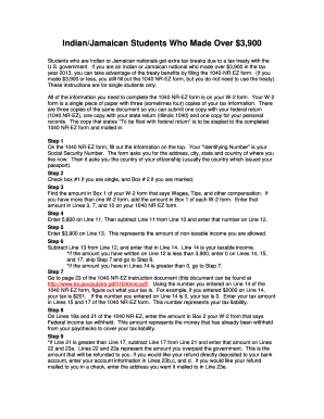 1040 NR-EZ Form for Indian/Jamaican Students
