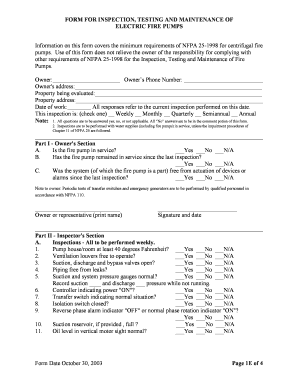 Fire Pump Inspection and Maintenance Form