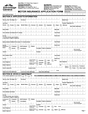 Jamaica Motor Insurance Application Form