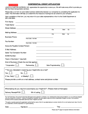 Confidential Credit Application