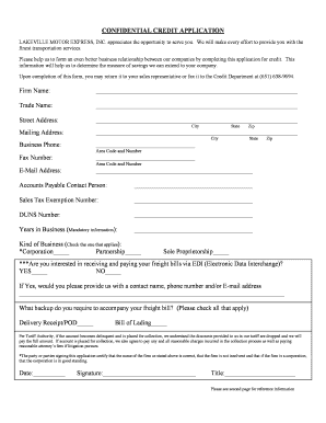 Confidential Credit Application
