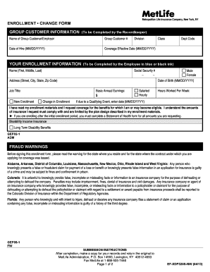 MetLife Employee Enrollment Form