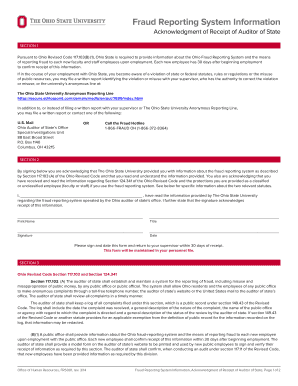 Ohio Fraud Reporting System Acknowledgment Form