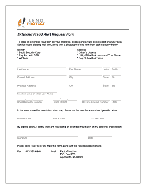 Extended Fraud Alert Request Form