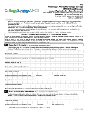 Mississippi Custodial Account Application