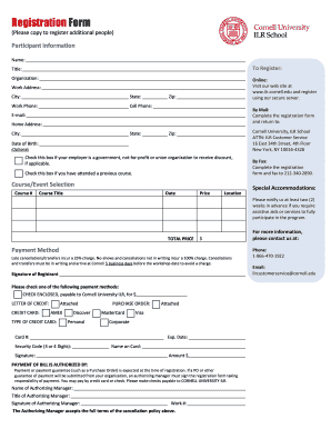 Cornell University ILR Registration Form