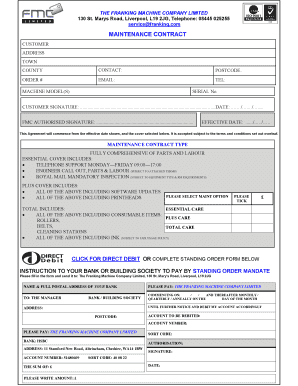 Franking Machine Maintenance Contract