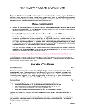 AICPA Peer Review Program Change Form