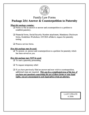 Florida Answer & Counterpetition to Paternity Form