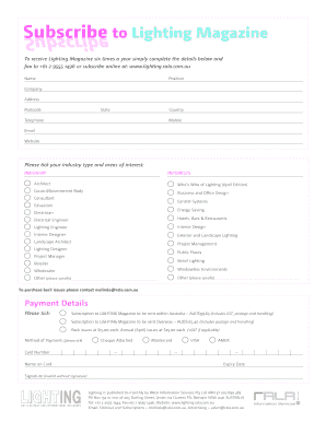 Lighting Magazine Subscription Form