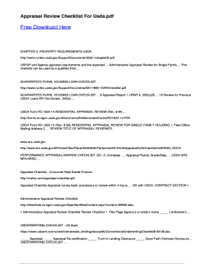 USDA Residential Appraisal Review Checklist
