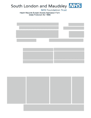 Health Records Subject Access Application Form