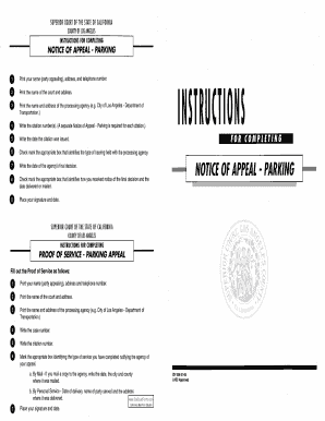 Notice of Appeal - Parking