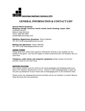 GENERAL INFORMATION CONTACT LIST - MAXUM Expo