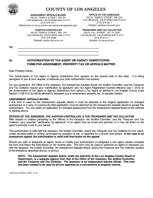 Authorization of Tax Agent or Agency Substitution