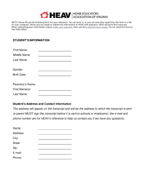 Student Transcript Form