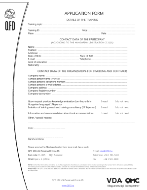 APPLICATION FORM - qfdhu