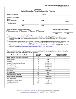 Marital Status/Tax Filing Worksheet for Parents