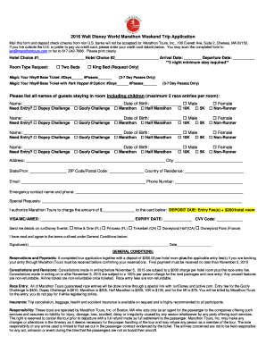 Walt Disney World Marathon Weekend Trip Application