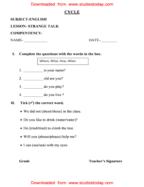 English Lesson Worksheet