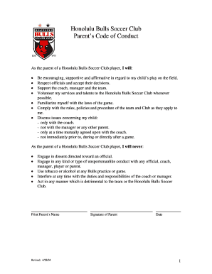 Club code of conduct examples - honolulu bulls