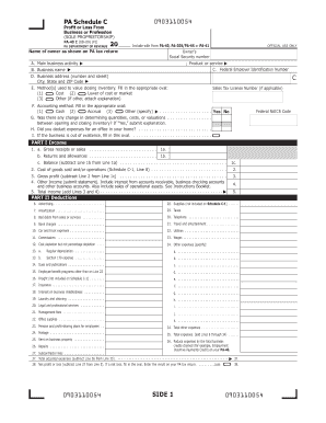 PA Schedule C Profit or Loss Form