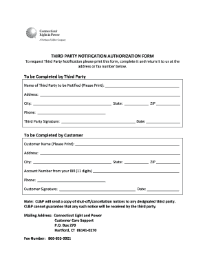 Third Party Notification Authorization Form