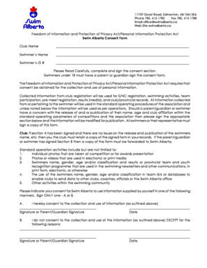 Swim Alberta Consent Form