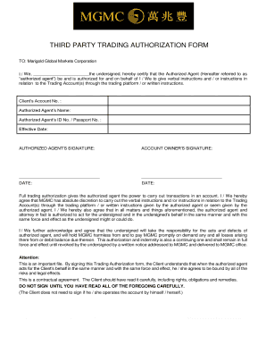 Third Party Trading Authorization Form