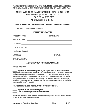 Medicaid Authorization Form
