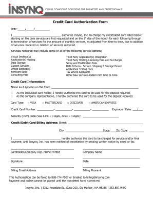 Credit Card Authorization Form