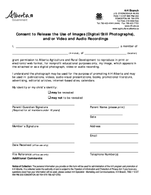 4-H Alberta Image Release Consent Form