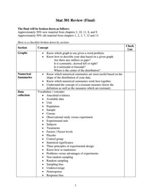 Stat 301 Review Final - Purdue University - stat purdue