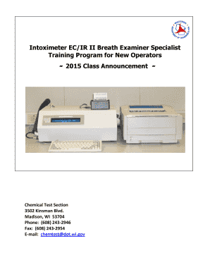 Intoximeter ECIR II Breath Examiner Specialist Training Program for bb