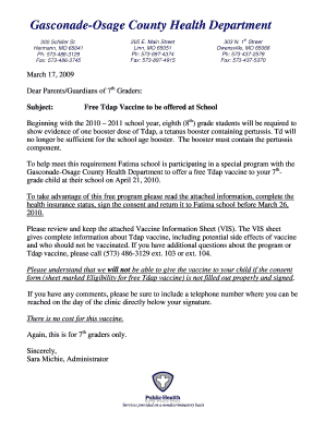 Tdap Vaccine Consent Form