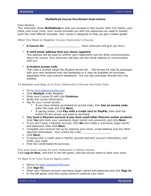 MyMathLab Course Enrollment Instructions