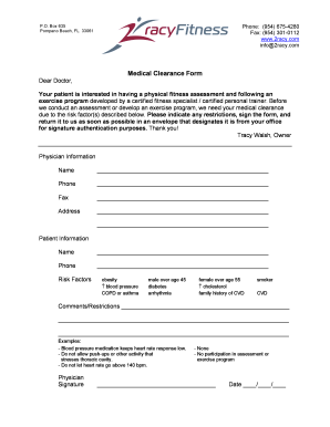 Medical Clearance Form