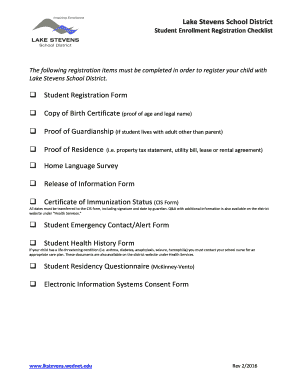 Lake Stevens Student Registration Form