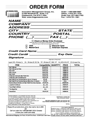 Innovation Management Group Order Form