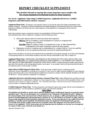 Arizona Home Inspection Report Checklist