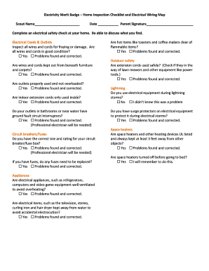 Electricity Merit Badge Home Inspection Checklist