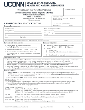 Connecticut Tick Testing Submission Form