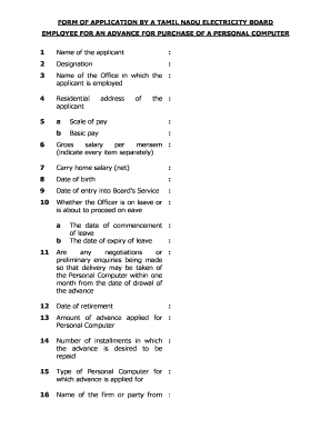 Tamil Nadu Employee PC Advance Application