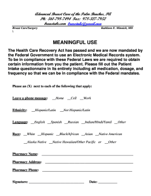 Patient Intake Questionnaire