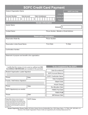 SOFC Credit Card Payment Form