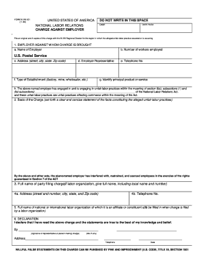 NLRB Form 501 - Charge Against Employer