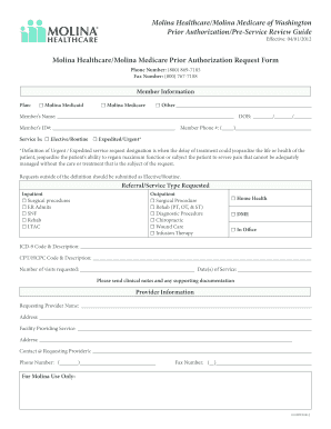 Molina Healthcare Prior Authorization Request Form